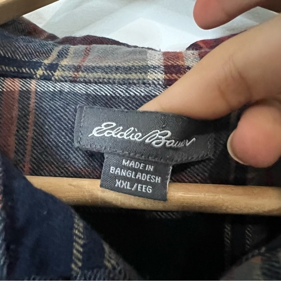 Eddie Bauer Vintage Blue / Red Flannel Shirt 2XL - Picture 4 of 7
